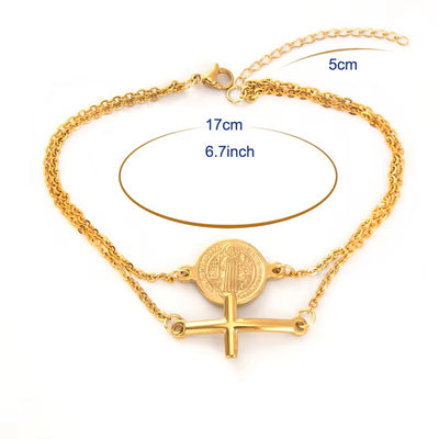 CREATEME™ Saint Benedict Medallion + Cross Bracelet