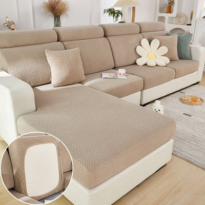 Jacquard Fabric Sofa Seat Cover, Corner Shape Couch Cover, Elastic Cushion Single Seat Cover