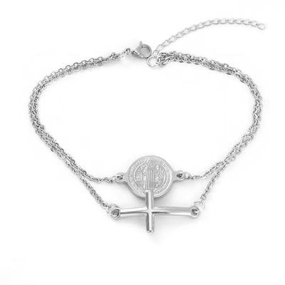 CREATEME™ Saint Benedict Medallion + Cross Bracelet