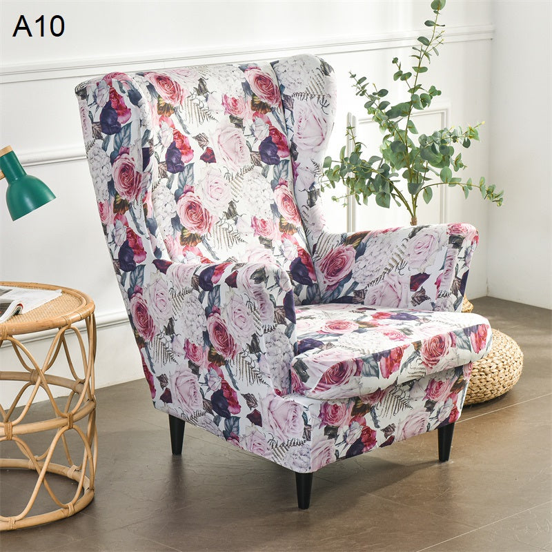 Floral Wingback Chair Slipcovers Large Arm Chair Cover 2 Piece