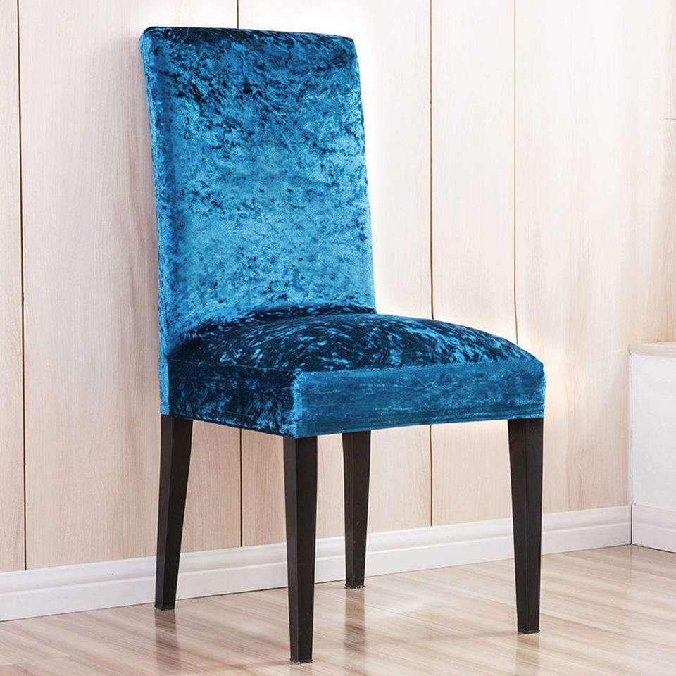 Blue velvet best sale dining chair covers