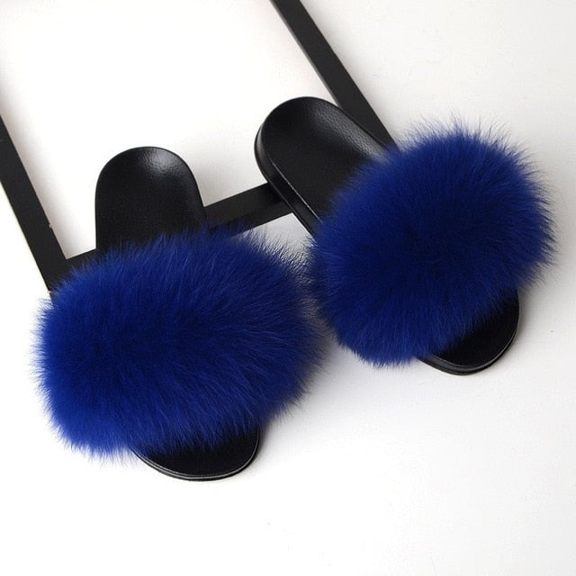 Blue on sale fur slides